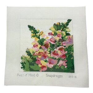 Finished Ready to Frame Needlepoint Too Peas of Mind Snapdragon Hand Painted